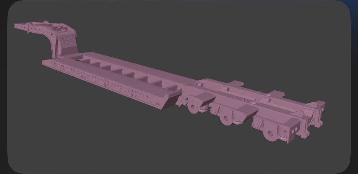 Tri-axle  Heavy Duty Gooseneck  Low Boy Model Truck Trailer 1/34, 1/32, 1/25, 1/24 Scales